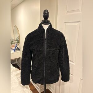 TNA Aritzia Black Sherpa Fleece Zip-Up Teddy Jacket XS Cozy Fall Winter